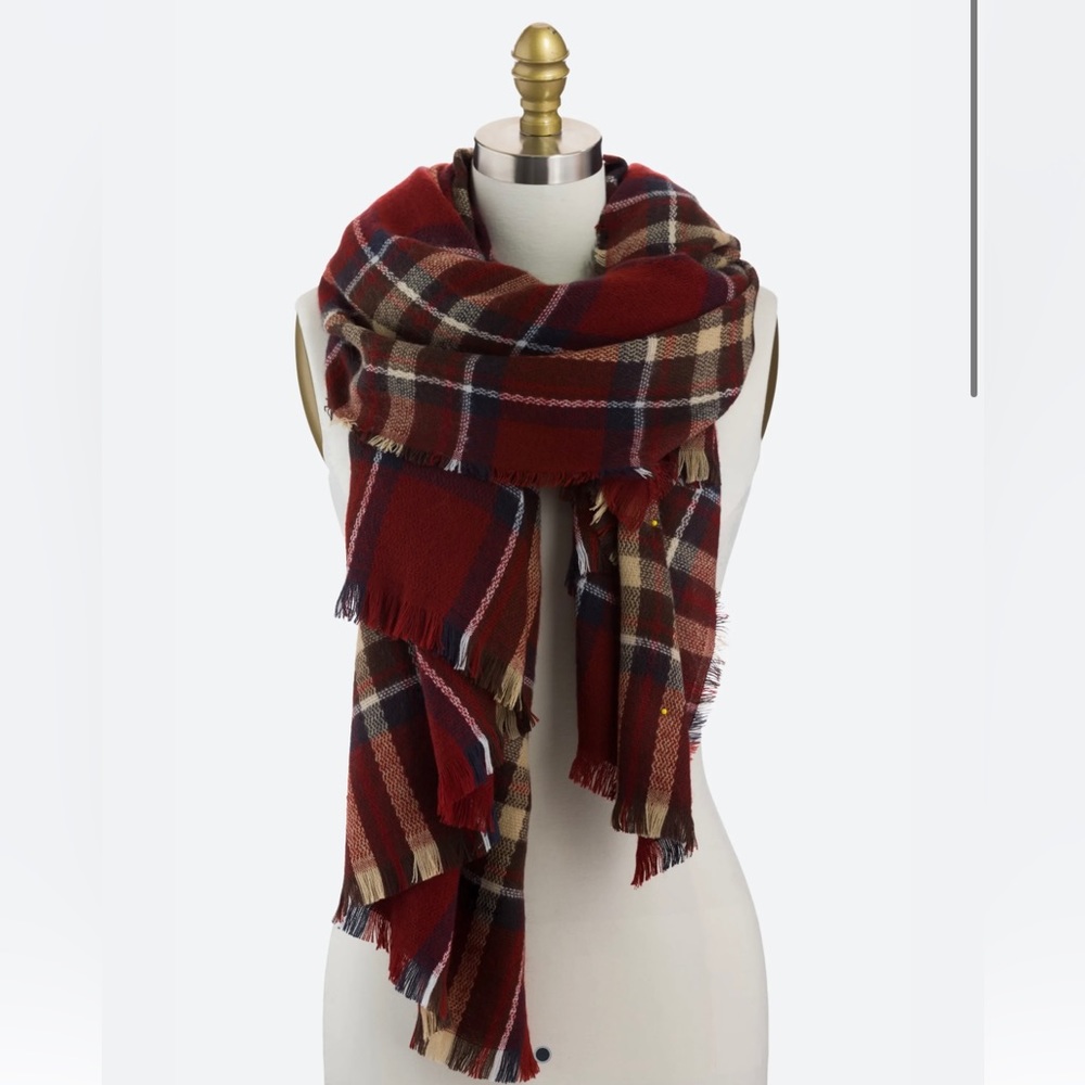 Look by M Alpine plaid wrap scarf